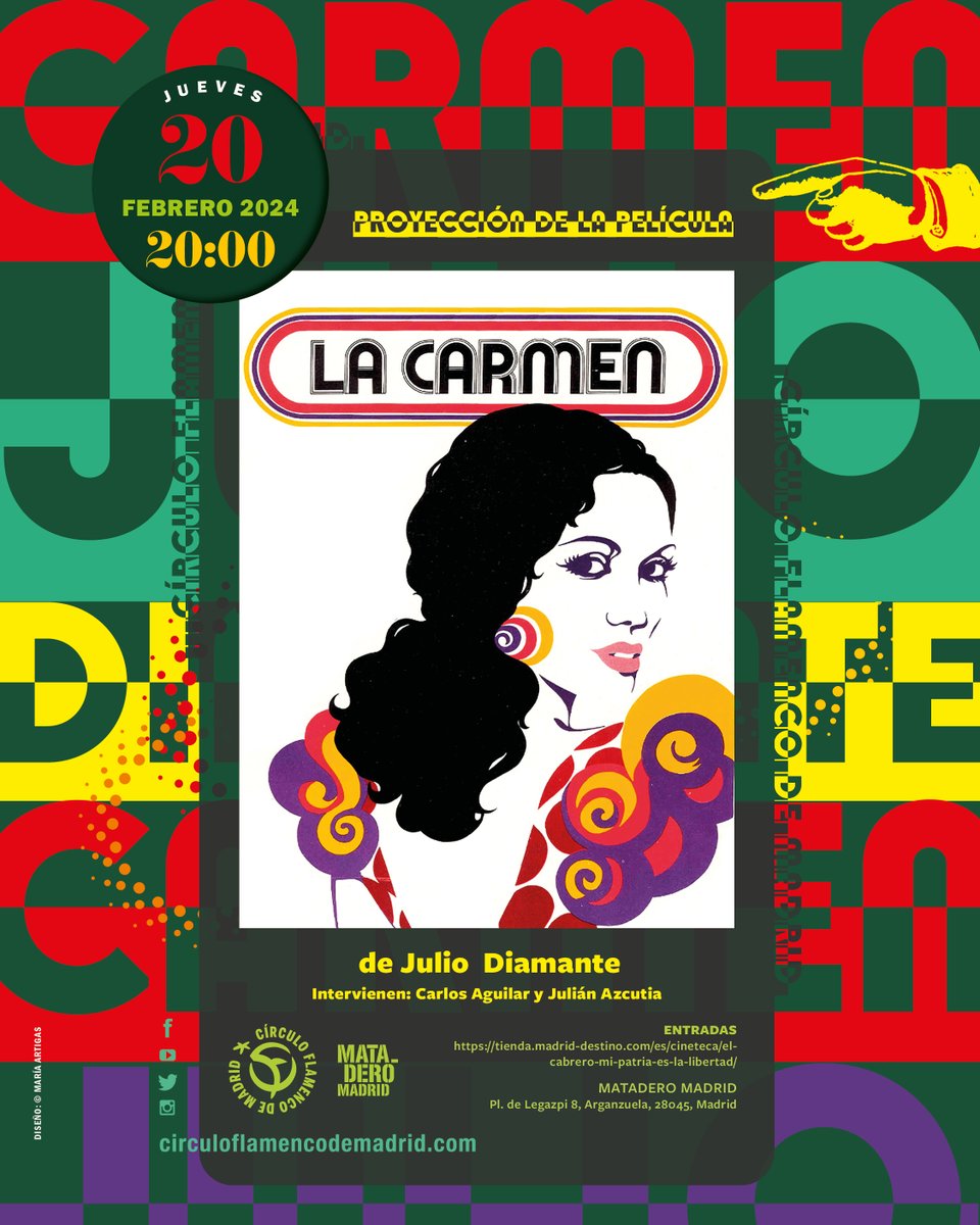 Cineteca Madrid (@cinetecamadrid) on Twitter photo 💃 Mañana #20FEB os invitamos a un #PaseEspecial, con una de las mejores películas sobre el mundo del flamenco. 𝙇𝙖 𝘾𝙖𝙧𝙢𝙚𝙣 (Julio Diamante)🔻
cinetecamadrid.com/programacion/l…
Habrá presentación del <a href="/cirflamencomad/">Círculo Flamenco de Madrid</a> en #CinetecaMadrid
⚠️ No recomendada para menores de 18 años 💃 Mañana #20FEB os invitamos a un #PaseEspecial, con una de las mejores películas sobre el mundo del flamenco. 𝙇𝙖 𝘾𝙖𝙧𝙢𝙚𝙣 (Julio Diamante)🔻
cinetecamadrid.com/programacion/l…
Habrá presentación del <a href="/cirflamencomad/">Círculo Flamenco de Madrid</a> en #CinetecaMadrid
⚠️ No recomendada para menores de 18 años