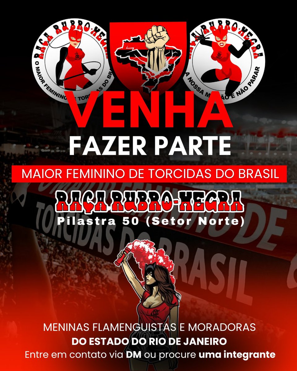 femininorrn's tweet photo. Venha fazer parte do Maior Feminino de Torcidas do Brasil! 🔴⚫️

Entre em contato via DM. https://t.co/XVlcShLtHu