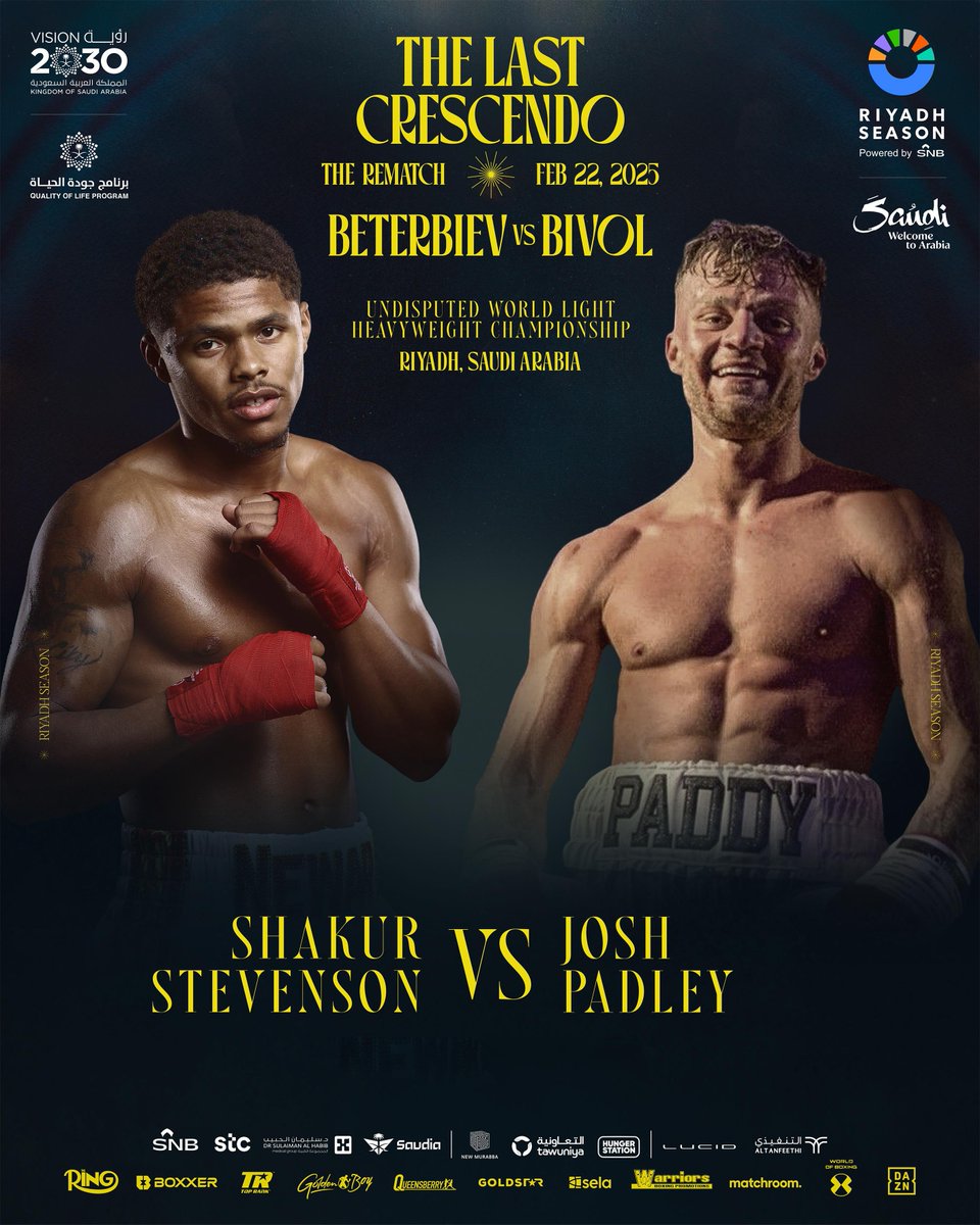 Turki_alalshikh's tweet photo. Shakur Stevenson is set to face Josh Padley in a fight that’s going to shake the ring 🥊 Don’t miss The Last Crescendo 🔥 https://t.co/aeaopaa08Q