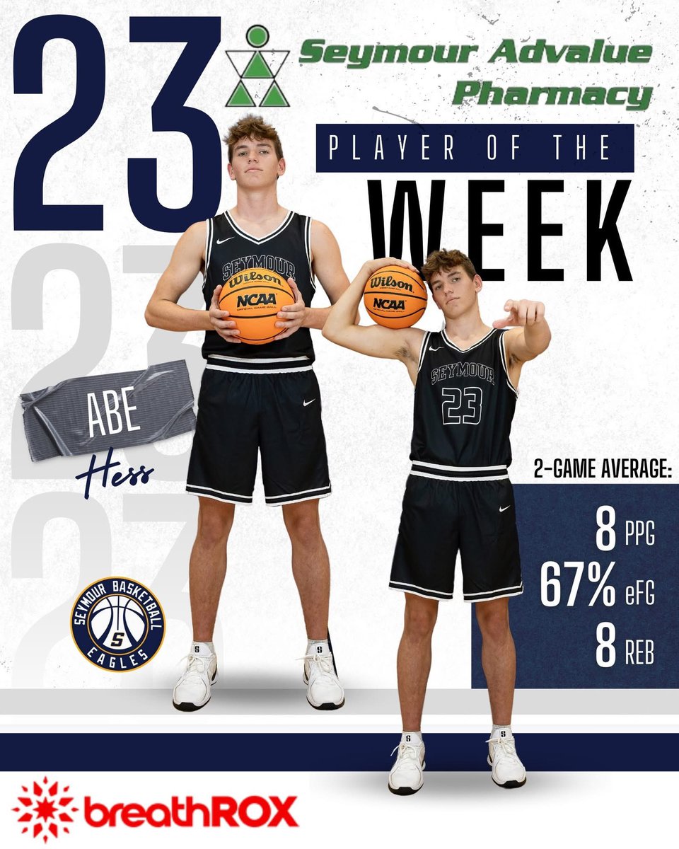 Seymour Eagles Basketball (@seymoureaglestn) on Twitter photo Congratulations to our Player of the Week, <a href="/abrahamhess23/">Abrahamhess23</a> , sponsored by Seymour Advalue Pharmacy! ππ¦
π€ Congratulations to our Player of the Week, <a href="/abrahamhess23/">Abrahamhess23</a> , sponsored by Seymour Advalue Pharmacy! ππ¦
π€