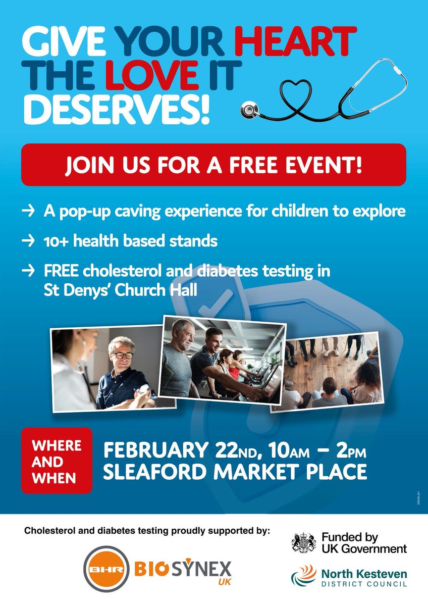 BHR Biosynex is excited to support this North Kesteven District Council event this Saturday at Sleaford Market Place (10am-2pm). Join us for FREE cholesterol and diabetes tests at St Denys' Church Hall! Check out North Kesteven DC's socials for details.