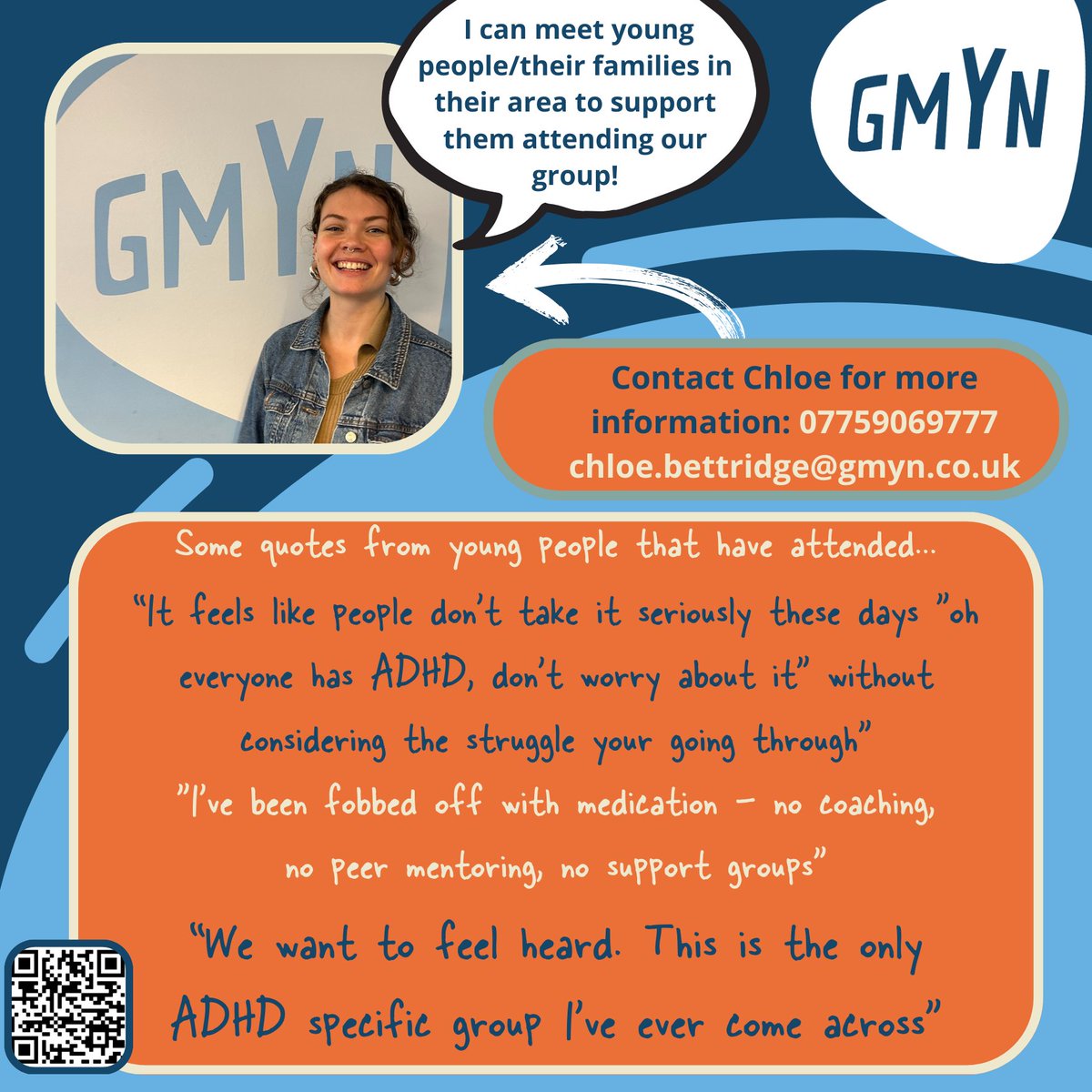 Healthwatch Wigan & Leigh (@healthwatchwl) on Twitter photo GMYN are running a Youth Voice Support Group for young people with ADHD, aged 13-25 living across Greater Manchester - this group will make a young person heard with their opinions on #ADHD directly to the #NHS. Get in touch about joining at chloe.bettridge@gmyn.co.uk GMYN are running a Youth Voice Support Group for young people with ADHD, aged 13-25 living across Greater Manchester - this group will make a young person heard with their opinions on #ADHD directly to the #NHS. Get in touch about joining at chloe.bettridge@gmyn.co.uk