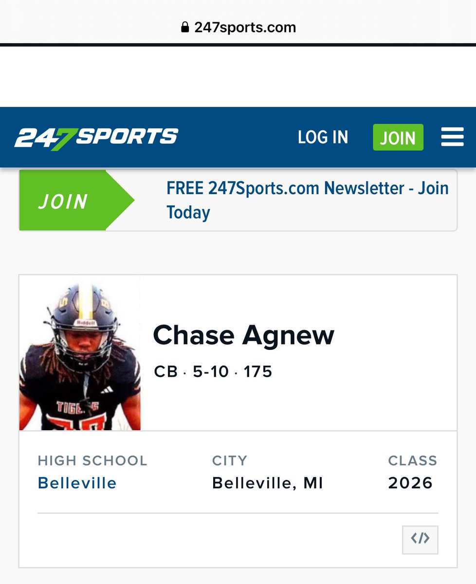 _CjAgnew2's tweet image. I want to thank @AllenTrieu for creating my profile on 247sports. #2026recruit #BellevilleSports