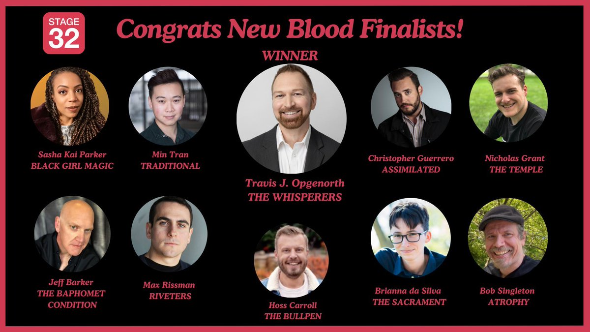 Stage32Scripts's tweet image. BIG Shout-Out 👏 👏 👏  to our Finalists in the @Stage32 11th Annual Search for New Blood contest! @mindshawk @JB_JeffBarker @Brianna_daSilva @thebobsingleton &amp;amp; ALL these talented writers really impressed us! 

#Screenwriting #Stage32  #Stage32Writers #Stage32WritesMore #NewBlood
