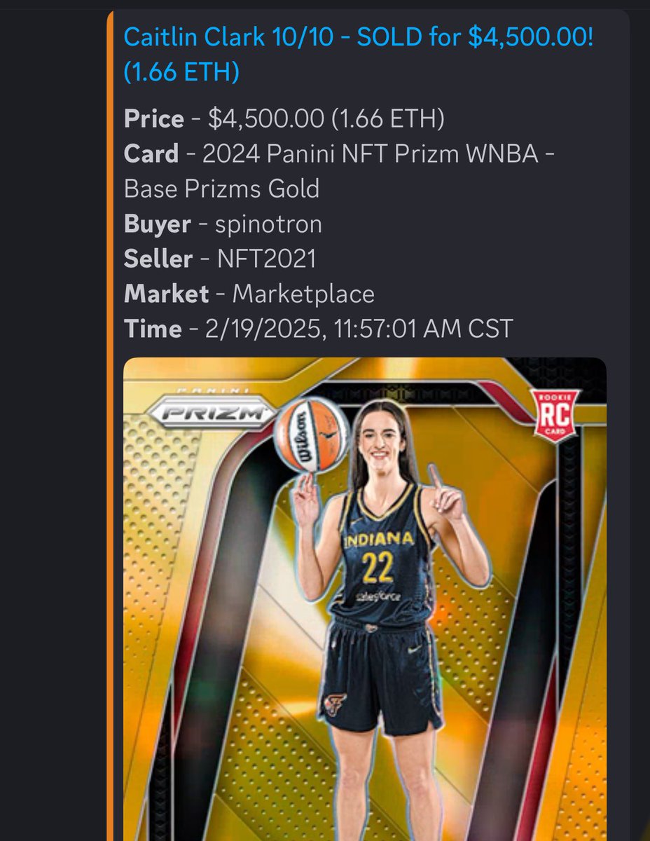 Crazy fast sell out 21,300 packs in 4 minutes! 

10/10 CC Gold (variation) pulled and sold for $4,500

#PaniniNFT #PaniniBlockchain