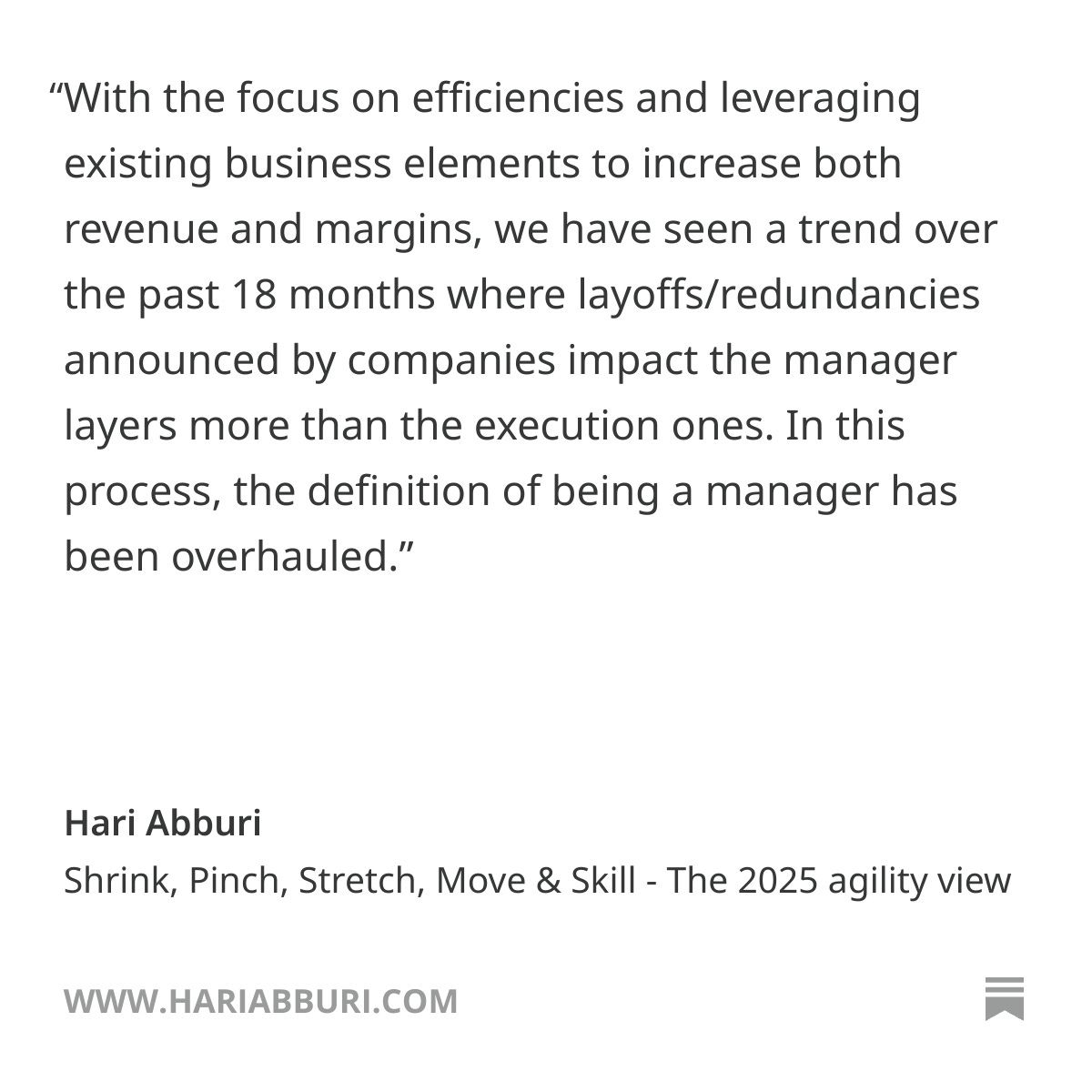 Shrink, Pinch, Stretch, Move &amp; Skill - The 2025 agility view.

I articulate the how leaders will possibly approach and shape their businesses through the course of 2025. In my view, there are five big elements in play for 2025, in any economic scenario. : buff.ly/42wt49a
