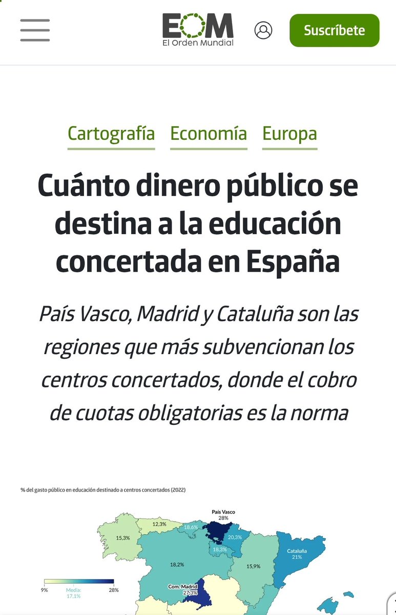 EnriqueJDiez's tweet photo. Suprimir los conciertos educativos (el mayor factor de segregación educativa y social institucionalizado de España).

Suprimir la financiación pública a estos negocios privados ¡ya!

Si estás de acuerdo retuitea!
https://t.co/tBcAyc234X https://t.co/JVhmdhXq3u