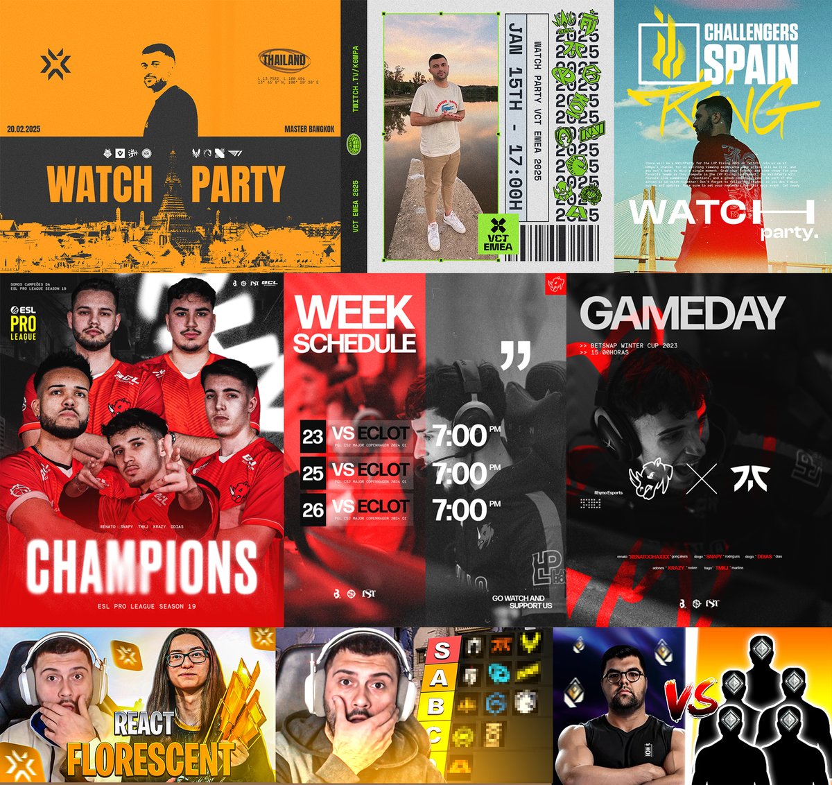 Aqui ficam alguns dos meus trabalhos de 2024/2025, se alguém Content Creator/Organização etc. tiver à procura de Graphic Designer para posts de Social Media, Thumbnails etc, ou Editor de video, podem me mandar mensagem! 🤙

✅Portofolio: behance.net/mikemar