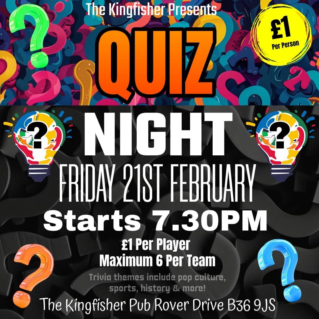 This coming Friday at the Kingfisher pub