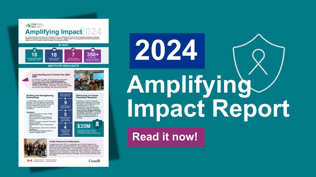 📌 ICYMI: ICR has published our second ‘Amplifying Impact’ report!

✉️ Read our Scientific Director Dr. Fei-Fei Liu’s reflections on ICR’s accomplishments in 2024: cihr-irsc.gc.ca/e/54193.html

📋 Read the report: cihr-irsc.gc.ca/e/54190.html