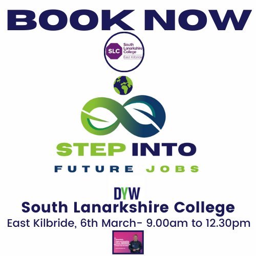 DYWLED's tweet image. 📣 Calling all @DYWLED schools, pupils &amp;amp; parents.

Book your place at the #DYW 🌍Step into Future Jobs Apprenticeship Week Event at South Lanarkshire College. ✅ 

Thurs, Mar 6th, 2025 9:00  - 12:30  🗓️ 
 @slc_ek link
bit.ly/430WlsO
Open to all 15-24 year olds ✅ 
#SAW25