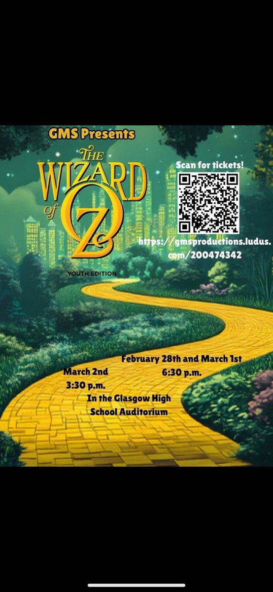 Shameless plug for our friends over at GMS and the rising stars about to present The Wizard of Oz!! Get your tickets while you can, it is sure to entertain! Come support our future GHS Performing Arts students!!! Can’t wait to see them shine!! 💚🤍🖤💚