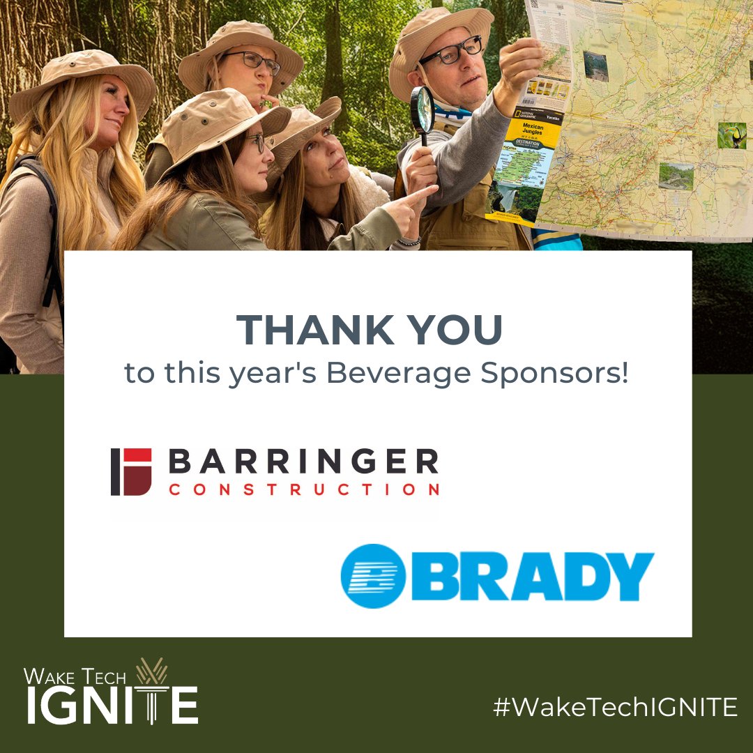 WTCCFoundation's tweet image. Who’s keeping us hydrated during #WakeTechIGNITE! It’s this year’s Beverage Sponsors - @barringerconst &amp;amp; @BradyService! 

@waketechcc