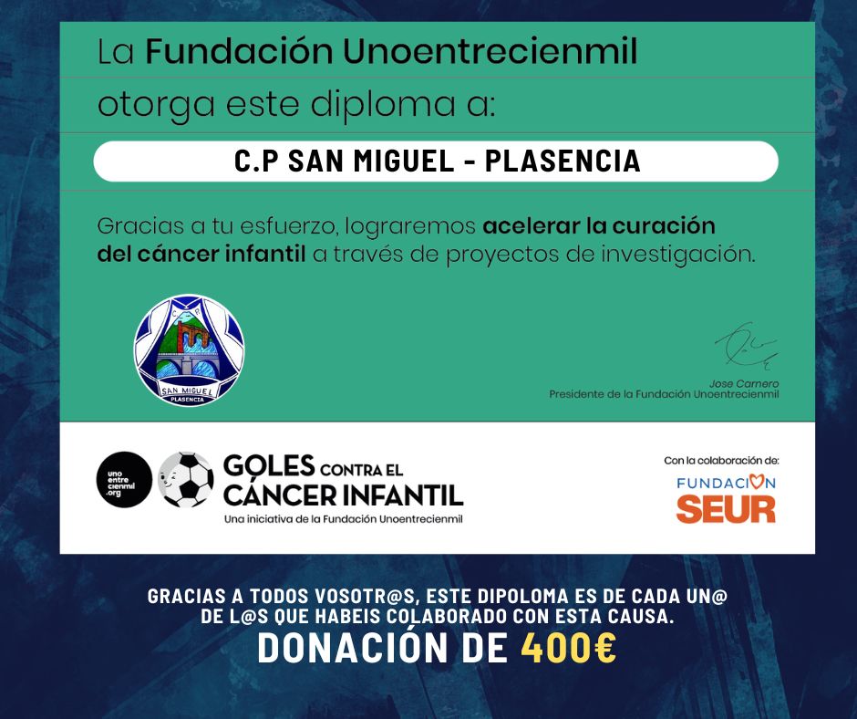 Este fin de semana hemos conseguido meter 400 Goles al cáncer infantil.

Gracias a tod@s los que habéis podido colaborar con esta fantástica causa. Hemos podido aportar nuestro granito de arena para acelerar la cura de enfermedad. <a href="/unoentrecienmil/">unoentrecienmil</a> 

#golescontraelcáncerinfantil