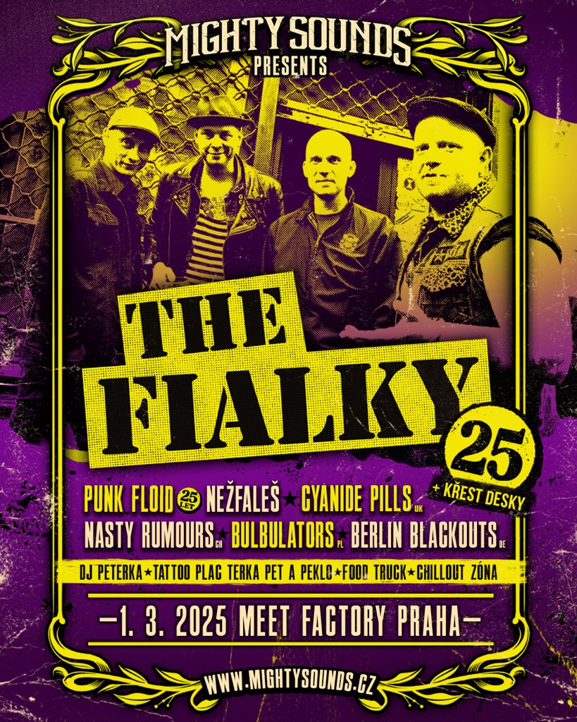 🔥 𝟐𝟓 𝐥𝐞𝐭 𝐓𝐇𝐄 𝐅𝐈𝐀𝐋𝐊𝐘 a křest nového alba 🔥

25 let, 1000 koncertů a 1 000 000 piv ‼️

🎂 Velká narozeninová párty 25 let THE FIALKY spojená se křtem jejich šesté řadové desky!

🎫 Vstupenky: mightysounds.cz/akce/the-fialk…