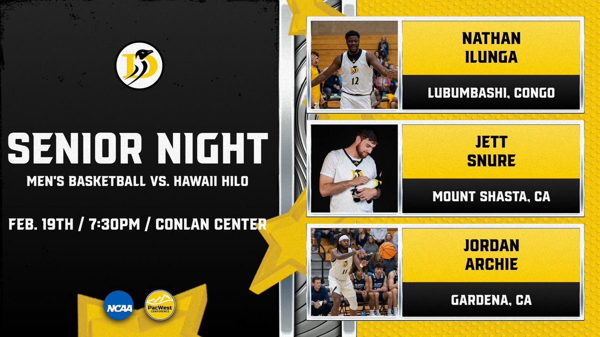 Dominican Athletics (@dominicansports) on Twitter photo One last ride in the Igloo! 🌟🐧
Join MBB in celebrating their seniors’ collegiate careers and accomplishments TONIGHT!
🆚 <a href="/uhhilohoops/">UhHiloMensBasketball</a>
📍 Conlan Center
⏰ 7:30 PM
📺 PacWest Network
#SkoPengs One last ride in the Igloo! 🌟🐧
Join MBB in celebrating their seniors’ collegiate careers and accomplishments TONIGHT!
🆚 <a href="/uhhilohoops/">UhHiloMensBasketball</a>
📍 Conlan Center
⏰ 7:30 PM
📺 PacWest Network
#SkoPengs