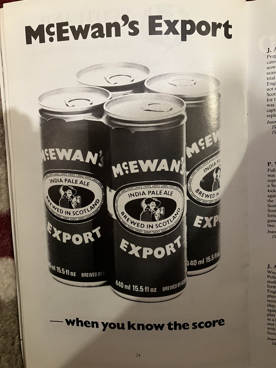 ajshogg's tweet photo. 1983 match programme #CalcuttaCup week in the 6 nations #GuinnessM6N #ENGvSCO @RugbySco @wintsrugby @JohnRossBeattie Great old school beer advert! https://t.co/j8g96dMoEB