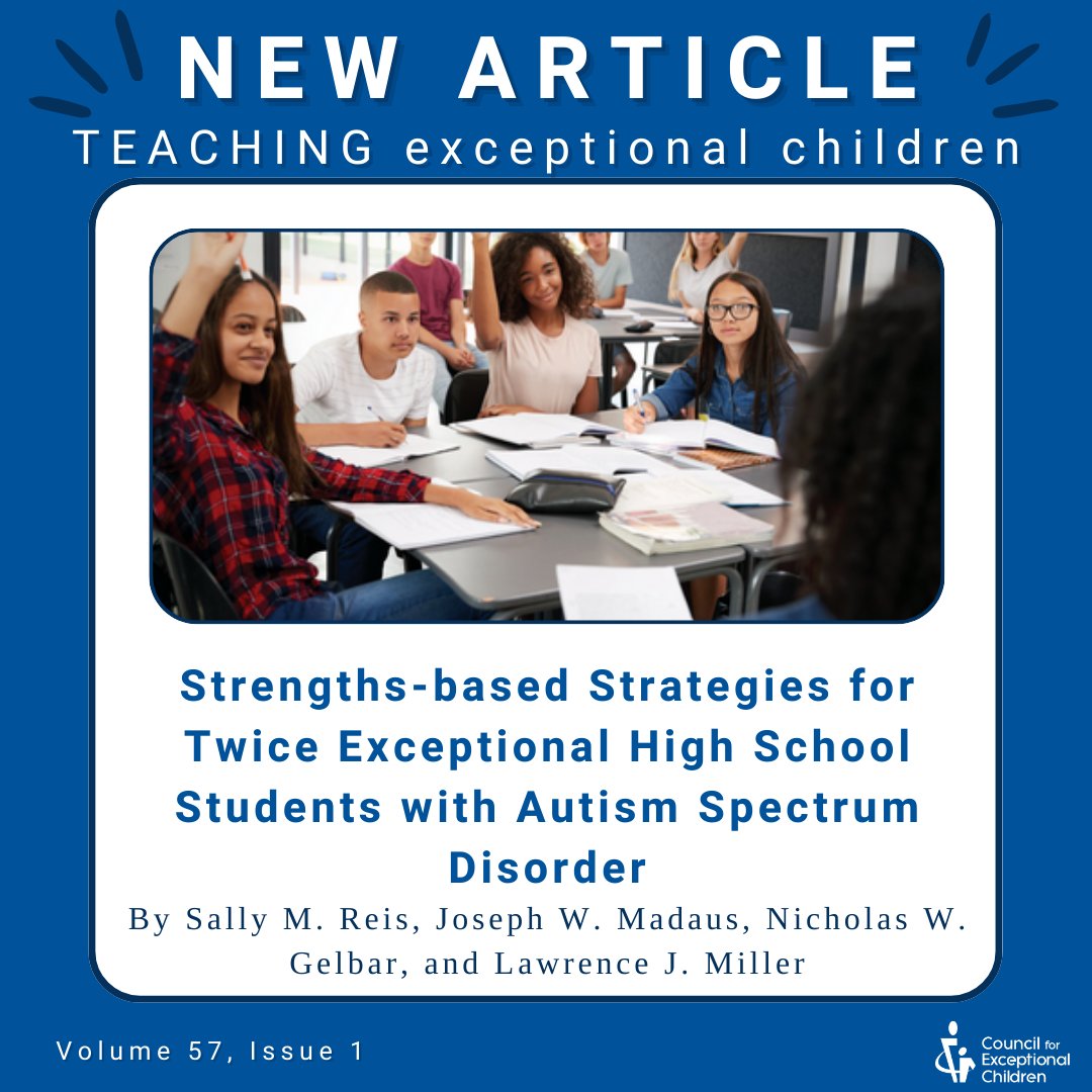 TEC_CEC's tweet image. How can teachers support students with ASD that are also gifted? Check out this article to learn how strength-based practices, experiences, and learning strategies can be incorporated into education planning to prepare these students for academic success and transition! ✨