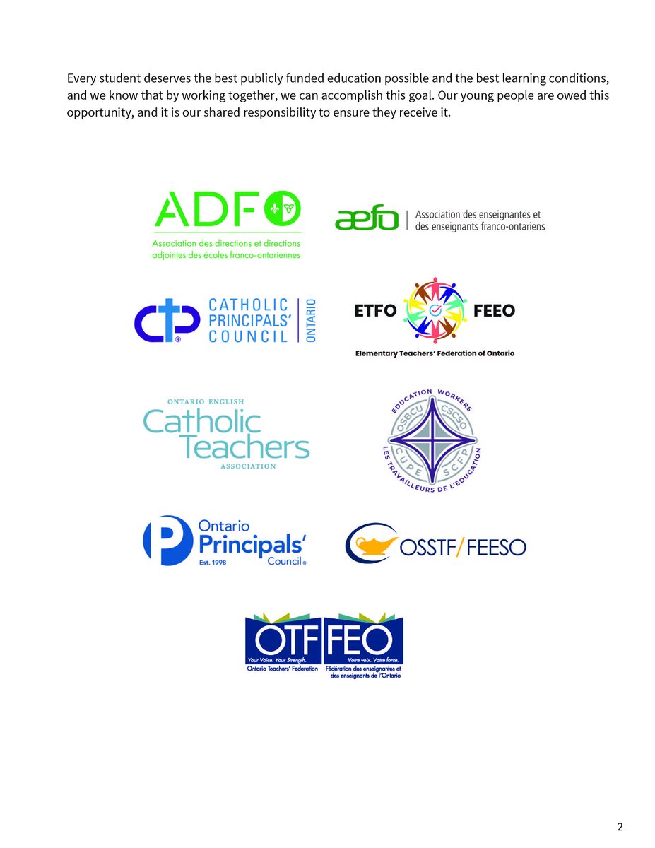 Elementary Educators (@etfoeducators) on Twitter photo JOINT STATEMENT: <a href="/AEFO_ON_CA/">AEFO</a> <a href="/CPCOofficial/">CPCO</a> <a href="/OECTAProv/">Catholic Teachers</a> <a href="/osbcucscso/">OSBCU-CSCSO</a> <a href="/osstf/">OSSTF Communications</a> <a href="/OPCouncil/">Ontario Principals' Council</a> <a href="/otffeo/">OTF/FEO</a>. We call on policymakers, community members and partners to join us in advocating for sufficient investments, respectful working conditions and a renewed vision for #onted. #onpoli JOINT STATEMENT: <a href="/AEFO_ON_CA/">AEFO</a> <a href="/CPCOofficial/">CPCO</a> <a href="/OECTAProv/">Catholic Teachers</a> <a href="/osbcucscso/">OSBCU-CSCSO</a> <a href="/osstf/">OSSTF Communications</a> <a href="/OPCouncil/">Ontario Principals' Council</a> <a href="/otffeo/">OTF/FEO</a>. We call on policymakers, community members and partners to join us in advocating for sufficient investments, respectful working conditions and a renewed vision for #onted. #onpoli