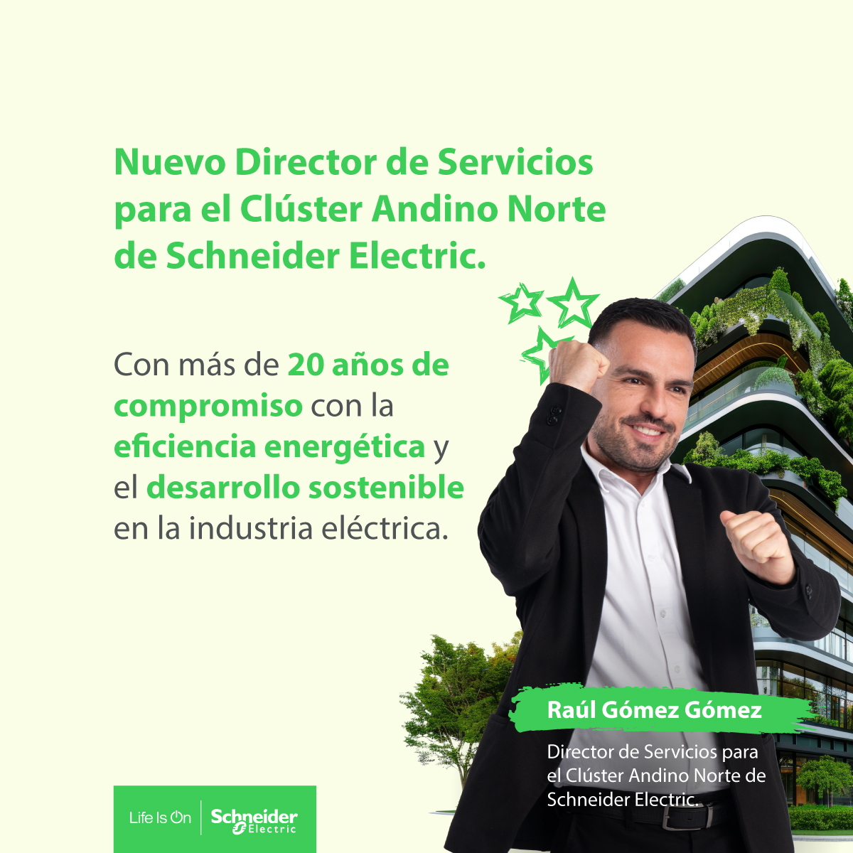 Estamos emocionados de anunciar que Raúl Gómez ha sido nombrado Director de Servicios para el Clúster Andino Norte en Schneider Electric, comenzando en febrero de 2025. 🎉

¡Felicitaciones, Raúl! Estamos emocionados por el futuro y todo lo que lograremos juntos. 🚀
