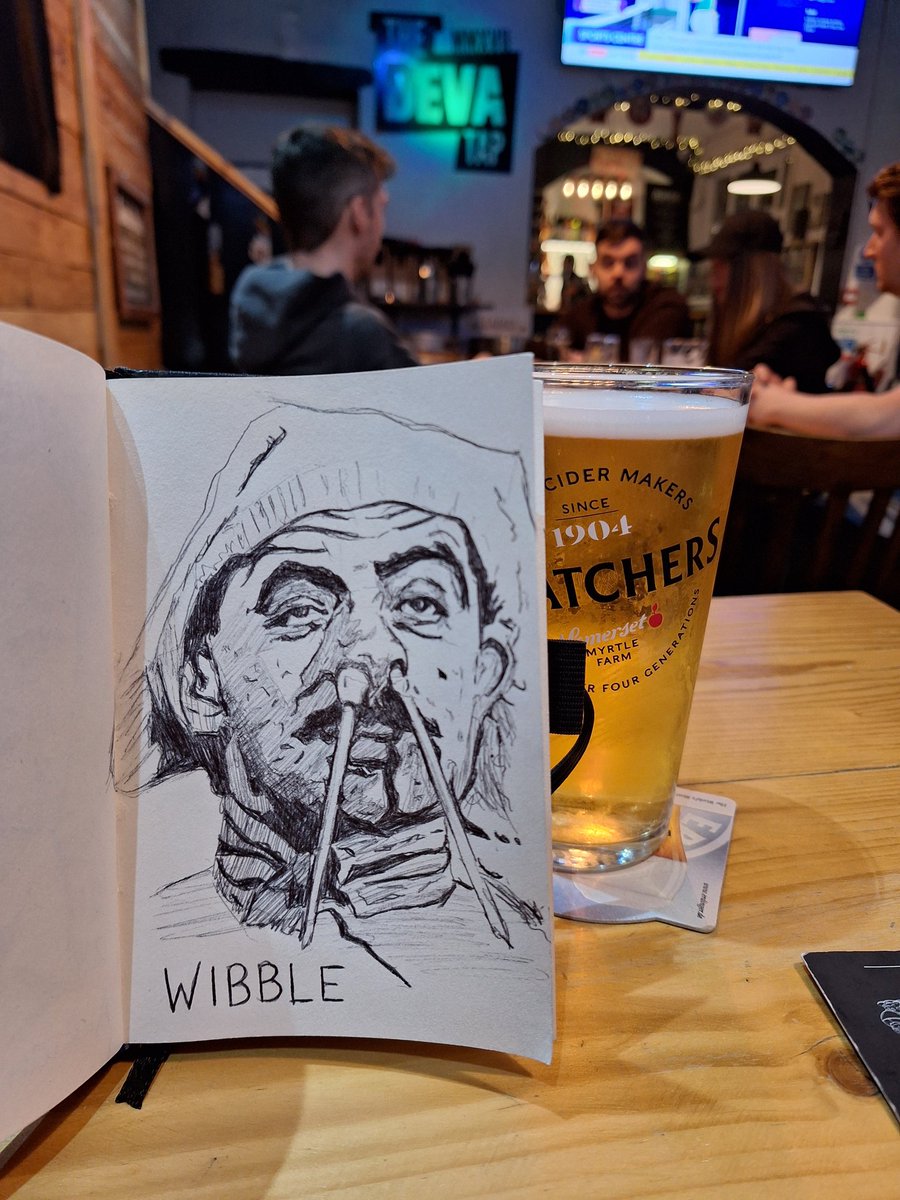 A cheeky half term pint sketch 
#drawing #draw #doodle #art #ink #sketch #sketchbook #cider #blackadder #portrait
