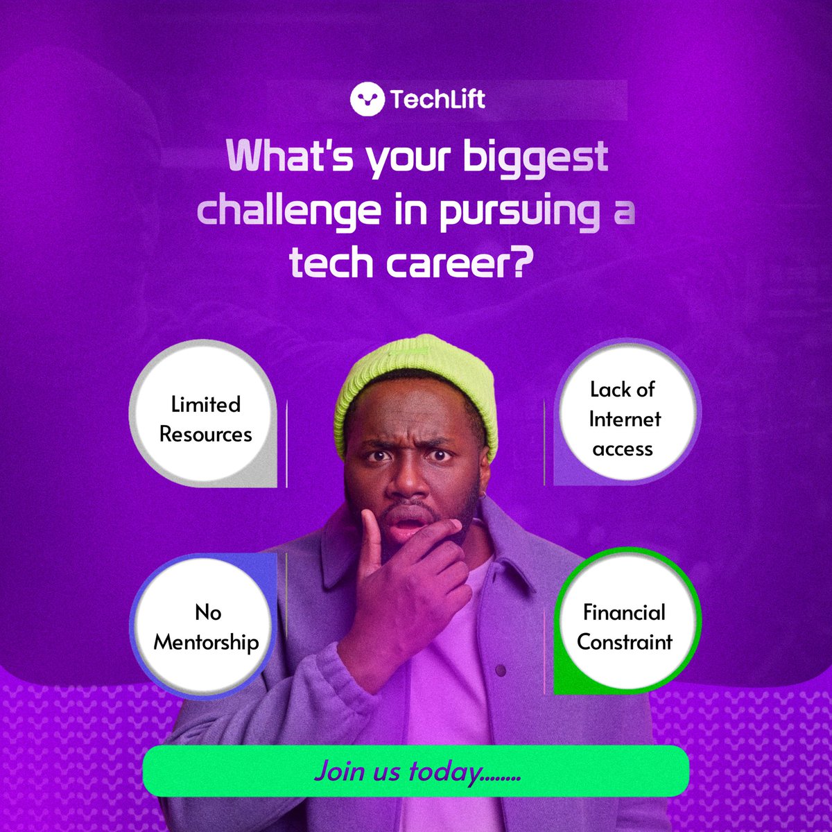 Techliftteam's tweet image. We want to hear from you! 

What’s the biggest challenge you face in your tech journey? Let’s work together to overcome it. 💡

click here to join techlift community:  lnkd.in/dXSazykw

#TechLift #TechCommunity #techlif_official #tech #community #Tech4All #TechSolutions