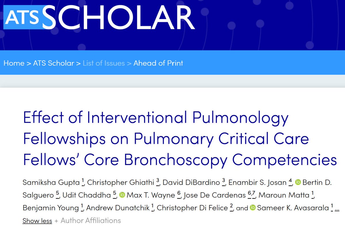 Sameer Avasarala (@skavasarala) on Twitter photo 🚨Pub alert: Dr. Sam Gupta led a multicenter study assessing the impact of an IP fellowship on PCCM bronchoscopy competency. <a href="/ATSScholar/">ATS Scholar</a> <a href="/UHPulmCrit/">UH PCCM Fellowship</a> <a href="/EnamJosan/">Enam Josan, MD DAABIP</a> <a href="/bertsalguero/">Bertin Salguero</a> <a href="/udit_chaddha/">Udit Chaddha</a> <a href="/dulcetarpeggio/">Moïse.lechat</a> <a href="/MarounMattaMD/">Maroun Matta, MD</a> <a href="/cwruim/">Case Western/UH IM Chiefs</a> <a href="/AAB_IP/">AABIP</a> <a href="/SABronchoscopy/">SAB</a>
tinyurl.com/4dpcmnb4 🚨Pub alert: Dr. Sam Gupta led a multicenter study assessing the impact of an IP fellowship on PCCM bronchoscopy competency. <a href="/ATSScholar/">ATS Scholar</a> <a href="/UHPulmCrit/">UH PCCM Fellowship</a> <a href="/EnamJosan/">Enam Josan, MD DAABIP</a> <a href="/bertsalguero/">Bertin Salguero</a> <a href="/udit_chaddha/">Udit Chaddha</a> <a href="/dulcetarpeggio/">Moïse.lechat</a> <a href="/MarounMattaMD/">Maroun Matta, MD</a> <a href="/cwruim/">Case Western/UH IM Chiefs</a> <a href="/AAB_IP/">AABIP</a> <a href="/SABronchoscopy/">SAB</a>
tinyurl.com/4dpcmnb4