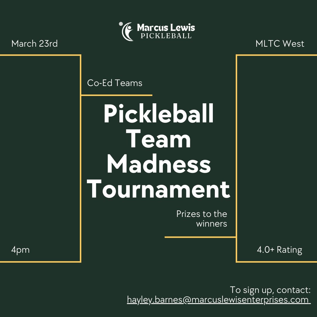 Sign up for our newest MLP-Style Team Tournament @ MLTC West in Acton
Date: Sunday, March 23rd 4:00pm
Questions or signups, contact: hayley.barnes@marcuslewisenterprises.com
