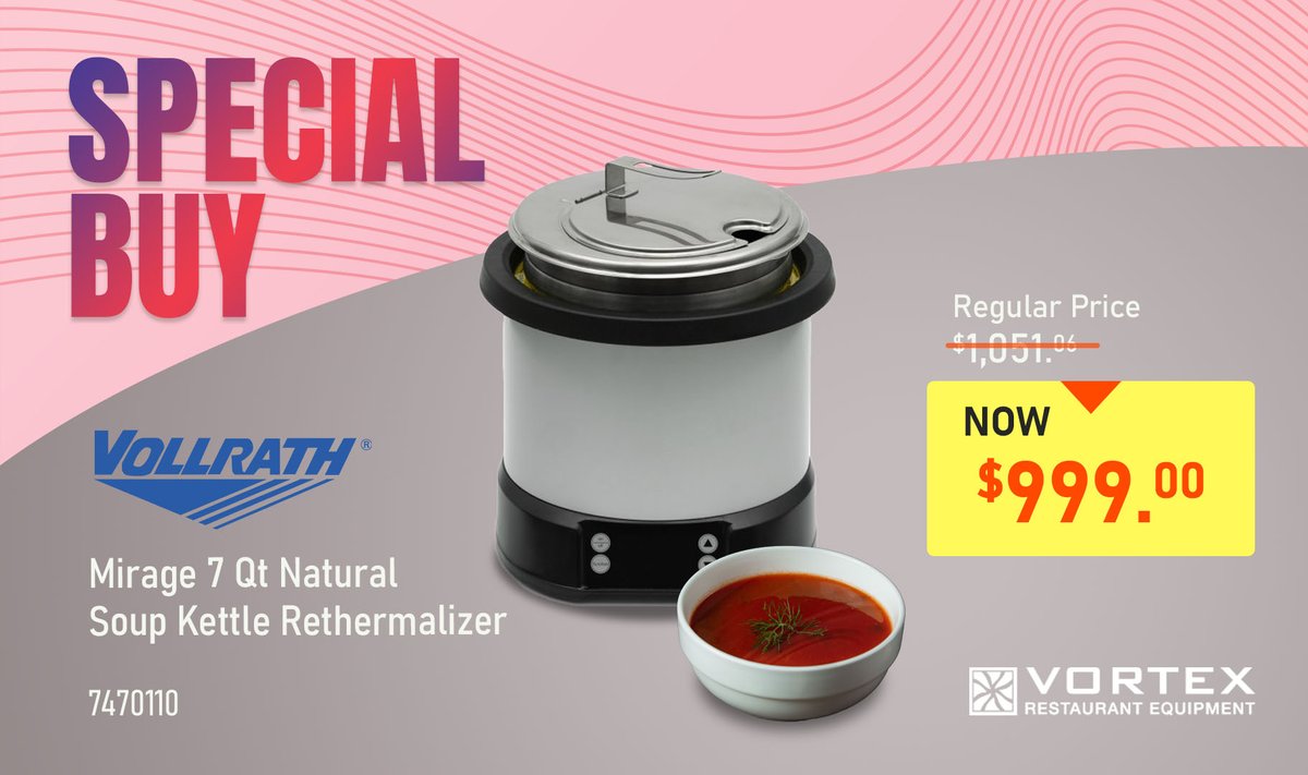 🔥 Special Buy Alert! 🔥

Stay warm this season with the Vollrath Soup Kettle—perfect for keeping soups, stews, and chili hot &amp; ready! ❄️🍲

Get it now at an unbeatable price while supplies last! 🏃‍♂️💨

➡️ shorturl.at/7eKoH
#RestaurantEquipment #WinterWarmers #SpecialBuy