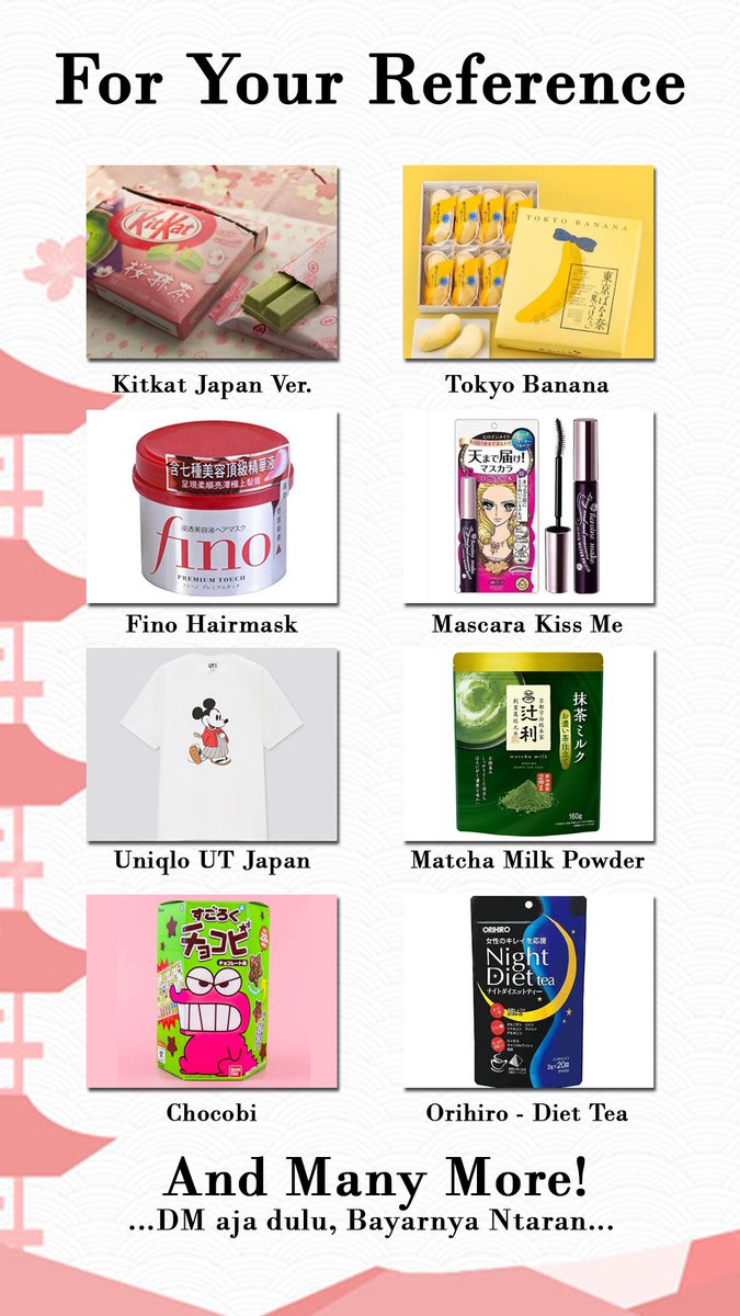 WtsIndo's tweet photo. Open Jastip Jepang : 

Sampai Jakarta : 22 Maret / 26 April 2025
Harga exclude Ongkir dari Jakarta

Menerima jastip barang apapun selagi masih bisa keangkut ya gengss... DM / Reply for discuss! Lets Go!

#Zonauang #jastipjepang #jastip #openjastip #pojepang #finohairmask #kitkat https://t.co/7wmofK5WsF