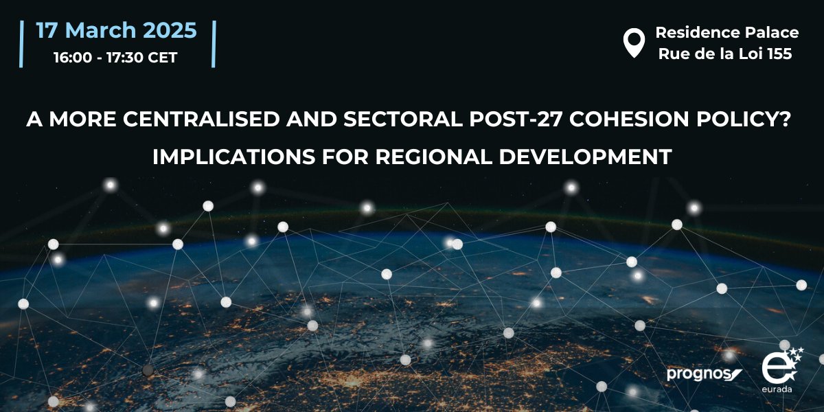 📢 We are hosting an in-person event with PROGNOS AG on #CohesionPolicy!

🗓 17 March 2025 | 📍 Brussels | ⏰ 16:00–17:30

Will a more centralised &amp; sectoral approach reshape EU regional development? Let’s discuss!

🔗 Register now: forms.office.com/pages/response…