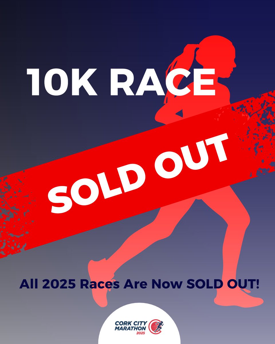 The Cork City Marathon 10K race is now SOLD OUT!  All 2025 races are now fully sold out - we can’t wait to see you all at the starting line on June 1st!