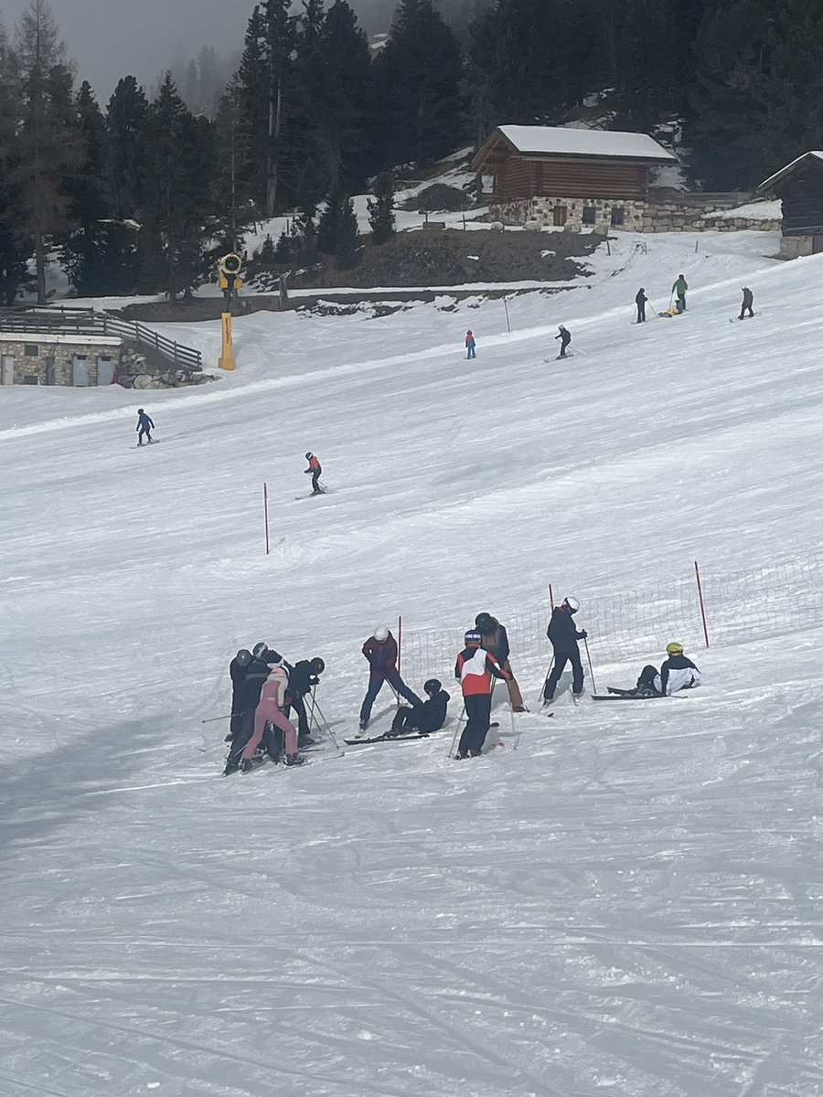 SuthersSchool's tweet photo. A game of dominoes happened this afternoon with Miss Berrington’s group 😅😂 

#TheSuthersSchoolSkiTrip2025 https://t.co/EmrBgrFkQc