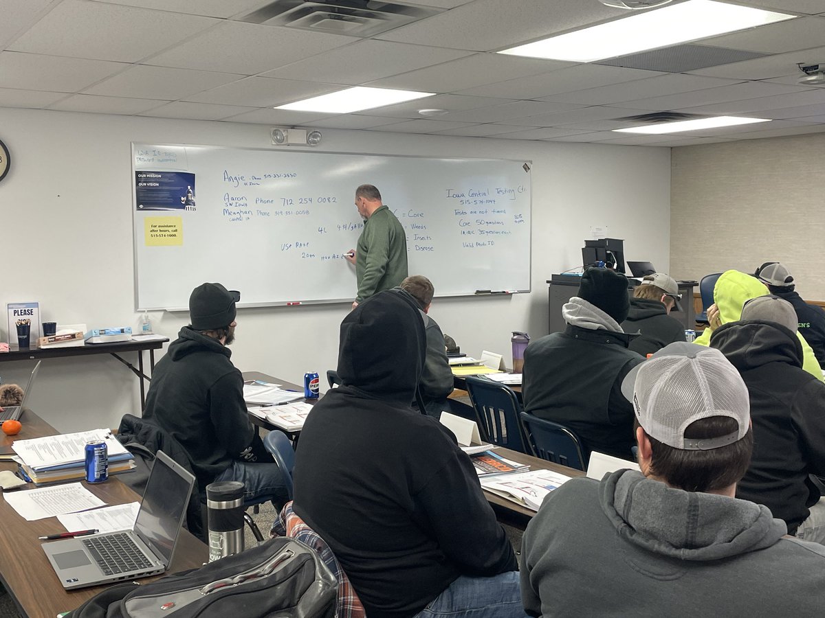 nciacrops's tweet photo. Day 2: ISU Extension and Outreach preparing ag retail employees to pass commercial applicator certification exams. #jobready #StrongIowa #Isucrops @ISUANR @mjanders1 @MasseyMafia https://t.co/yR1tohSqGj