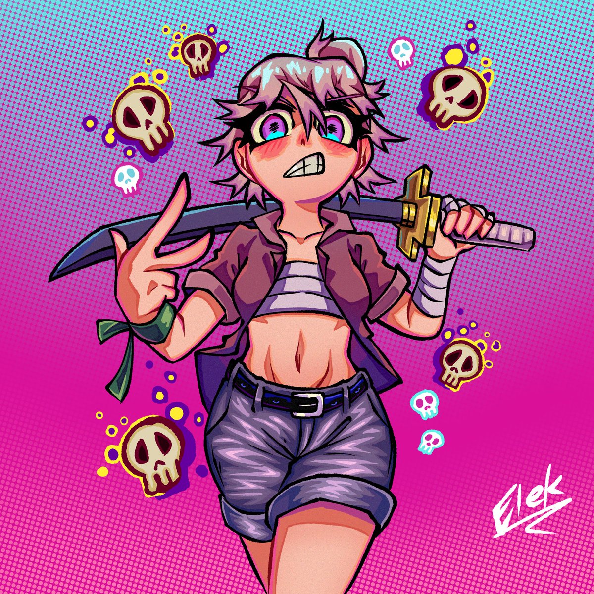 Elektronaut2's tweet photo. 💀 [OC: Melissa (Radioactive)] #art #artist #ArtistOnTwitter #ArtistOnX #digitalart #digitalartwork #digitalartists #digitalarts #ibisPaintX #ibispaint #ibistpaintx #sword #originalcharacter #originalcharacterart #originalcharacters #commissionsopen https://t.co/MR3JsTxfgg