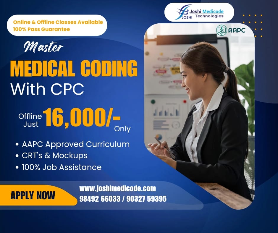 joshimedicode's tweet photo. Enroll in comprehensive CPC training at @joshimedicode1 Technologies for just ₹16,000 and master medical coding to boost your healthcare career. 

#MedicalCoding #CPCTraining #JoshiMedicode #CareerInHealthcare #AffordableTraining #CertifiedCoder #MedicalCodingCareer #ApplyNow #HealthcareTraining 
#HealthcareJobs