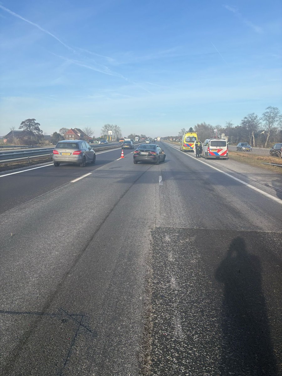 Ongeval op A28 bij Nieuwleusen zorgt voor vertraging