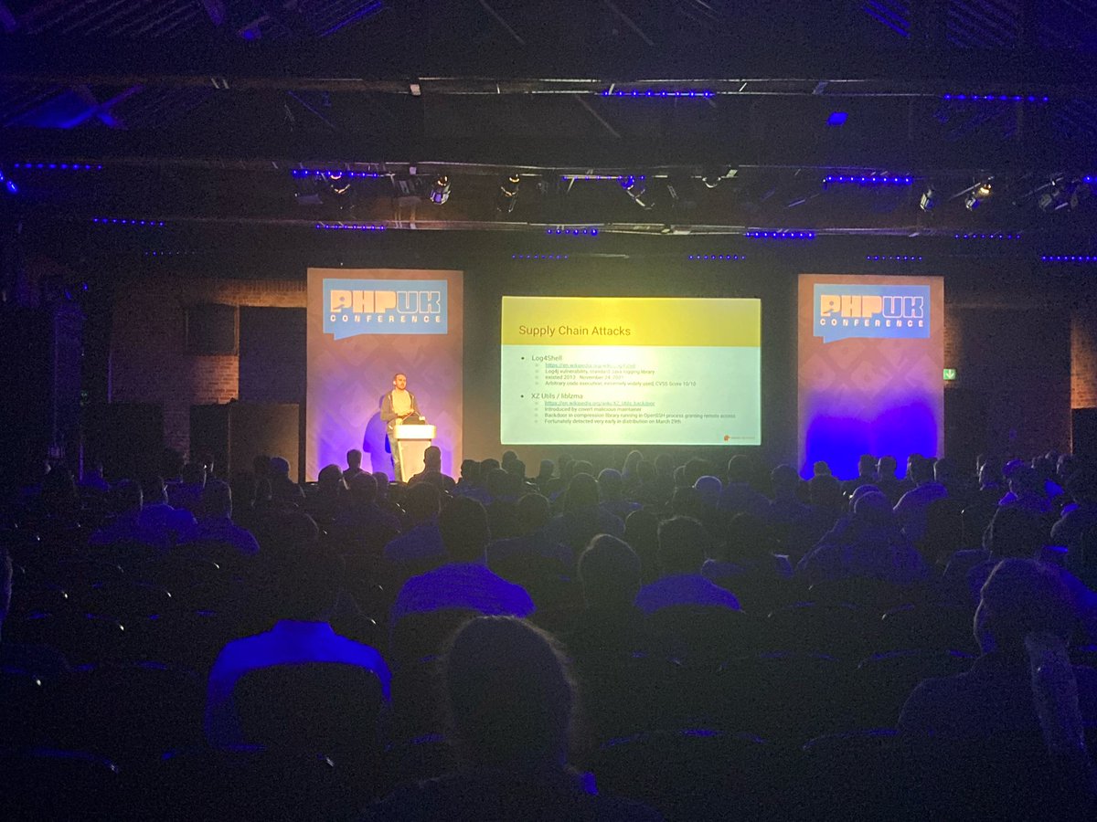 naderman's tweet image. Thanks for all the kind feedback on my supply chain security for #composerphp talk, was a great experience speaking at #phpuk25 - hope a lot of you sign up for Conductor and try it out when available!

#php #phpuk25