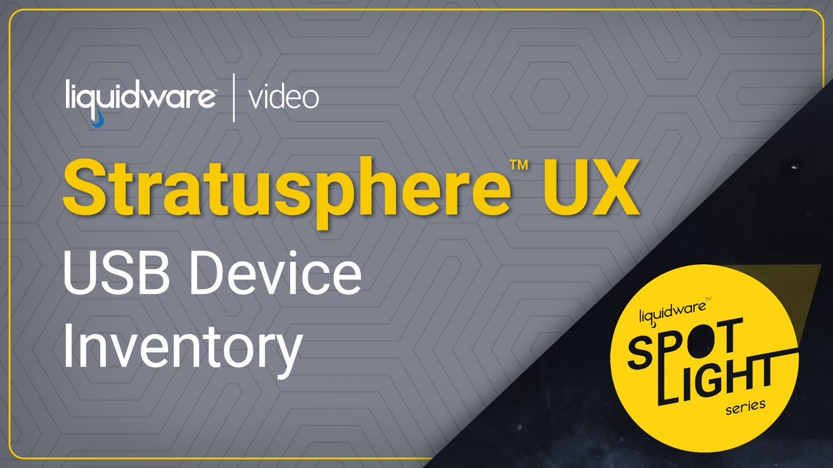 Liquidware's tweet image. In this #SpotlightSeries video, we explore how #StratusphereUX can inventory all of your #USBdevices — an essential tool for managing large environments with various external devices. 
buff.ly/3CUmOOf