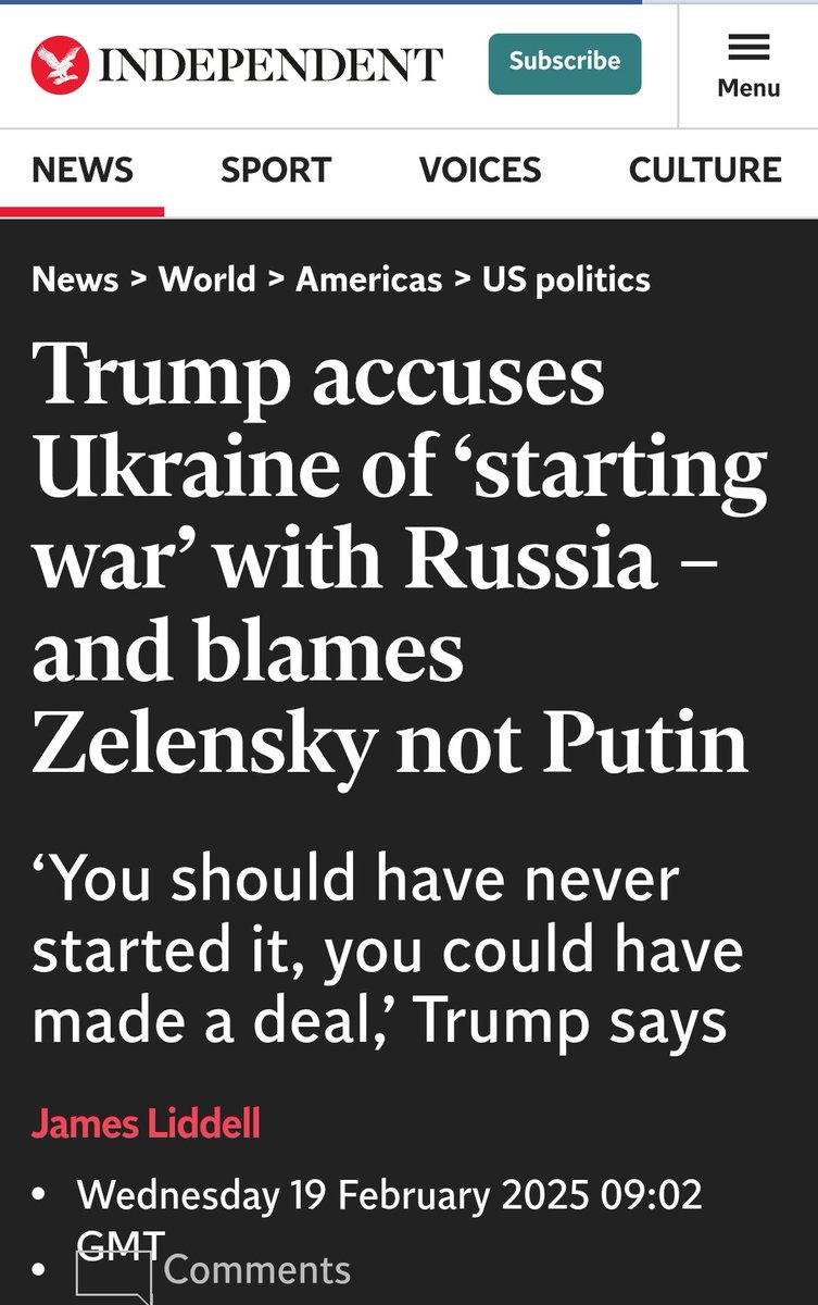 "Trump acusa a  Ucrania de comenzar la guerra con Rusia, y culpa a Zelensky, no a Putin" ¿En serio? ¿Y todos los trumpistas que llevan años desgañitándose, diciendo lo contrario, reconocerán su error, o romperán con su "líder espiritual"? 
#Cuba #CDRCuba #Miami #Trump #Putin
