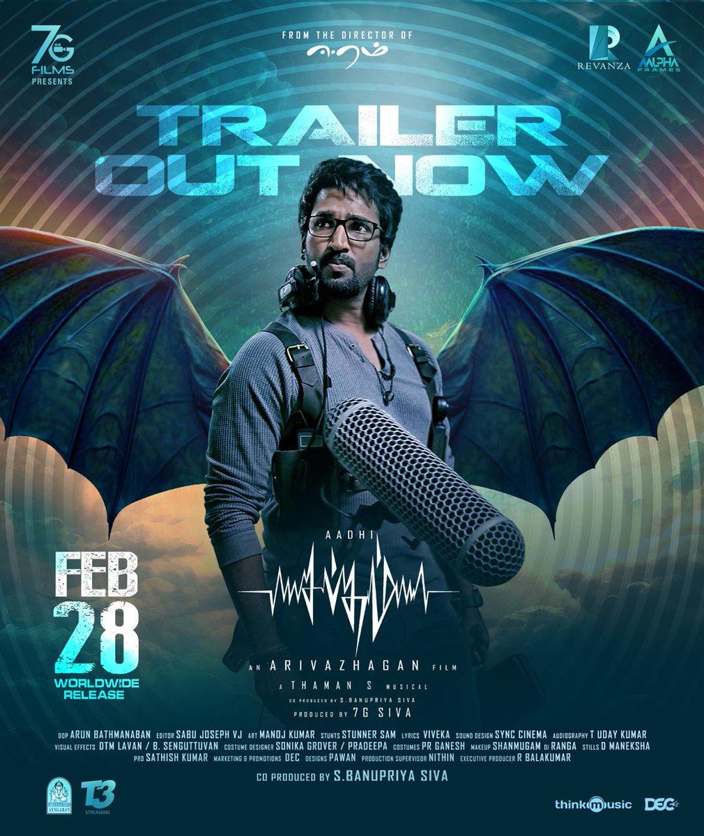 Sathishwaran PRO (@sathishwaranpro) on Twitter photo #Sabdham trailer is out now!🎧
Link : youtu.be/Cp0d6oAT1qc?si…
Starring <a href="/AadhiOfficial/">Aadhi🎭</a>
An <a href="/dirarivazhagan/">Arivazhagan</a> film
A <a href="/MusicThaman/">thaman S</a> Musical
Produced by <a href="/7GFilmsSiva/">7G Films</a>
<a href="/SimranbaggaOffc/">Simran</a> <a href="/ActressLaila/">Laila Mehdin</a> #LakshmiMenon #Sabdham trailer is out now!🎧
Link : youtu.be/Cp0d6oAT1qc?si…
Starring <a href="/AadhiOfficial/">Aadhi🎭</a>
An <a href="/dirarivazhagan/">Arivazhagan</a> film
A <a href="/MusicThaman/">thaman S</a> Musical
Produced by <a href="/7GFilmsSiva/">7G Films</a>
<a href="/SimranbaggaOffc/">Simran</a> <a href="/ActressLaila/">Laila Mehdin</a> #LakshmiMenon
