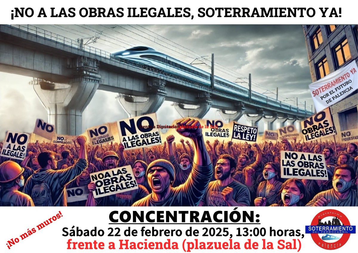 La asistencia del Ministro Puente y el Presidente del Gobierno bloquea la concentración frente a la Diputación y la manda a Hacienda para que los asistentes pregunten qué pasa si el Ministerio de Transportes se gasta 29 millones de euros de fondos europeos en una obra ilegal.