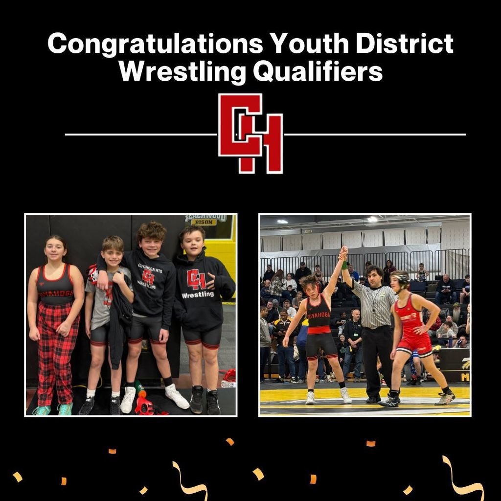 Congrats to our youth district wrestling qualifiers: Anthony Travaglianti, Jase Prater, Mark Pate III, and Lyla Kirchner. A special shout-out to Jase for placing 5th and earning the title of state alternate!