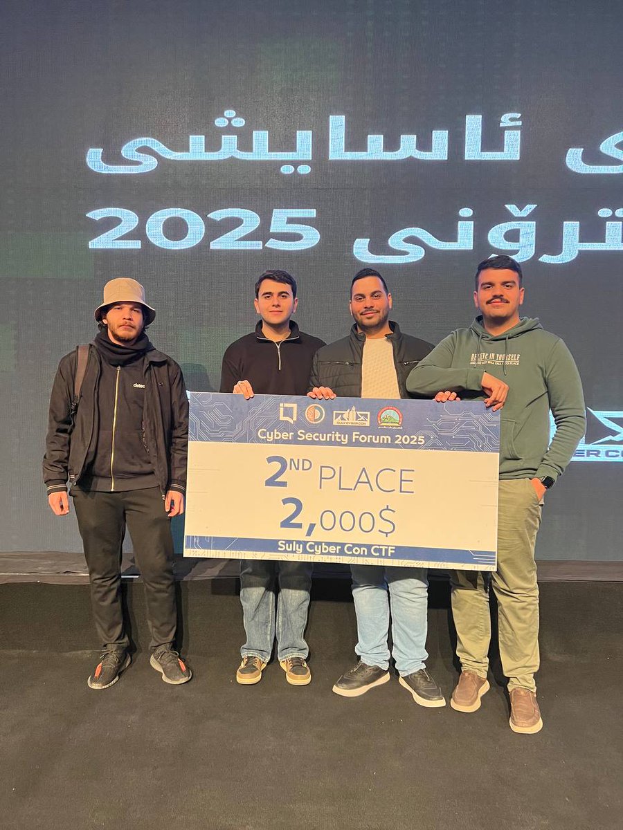 exploit_msf's tweet photo. We got 2nd in the competition #SulyCyberCon CTF.
@MustafaJamaI @0nlymohammed @osama @about_testing https://t.co/EWcFfuAV5s