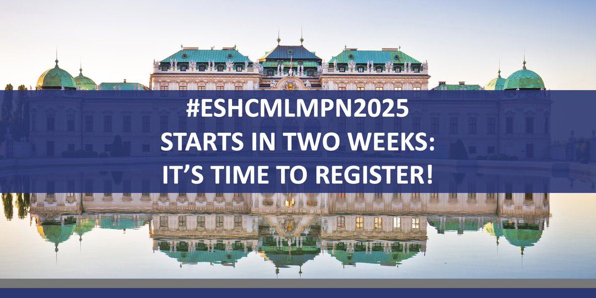 ESH (Haematology) (@eshaematology) on Twitter photo 📣 #ESHCMLMPN2025 STARTS SOON!
Don't delay, register now ➡ bit.ly/3VcfYKN
4th How to Diagnose and Treat CML/MPN
🗓️ March 7-9, 2025 - Vienna, Austria 🇦🇹
Chairs: <a href="/harrisoncn1/">Claire Harrison</a>, <a href="/AndreasHochhaus/">Andreas Hochhaus</a>, Ruben Mesa <a href="/mpdrc/">Ruben A. Mesa, MD</a>
#ESHCONFERENCES #HAEMATOLOGY #HEMATOLOGY #MPNsm #CMLsm 📣 #ESHCMLMPN2025 STARTS SOON!
Don't delay, register now ➡ bit.ly/3VcfYKN
4th How to Diagnose and Treat CML/MPN
🗓️ March 7-9, 2025 - Vienna, Austria 🇦🇹
Chairs: <a href="/harrisoncn1/">Claire Harrison</a>, <a href="/AndreasHochhaus/">Andreas Hochhaus</a>, Ruben Mesa <a href="/mpdrc/">Ruben A. Mesa, MD</a>
#ESHCONFERENCES #HAEMATOLOGY #HEMATOLOGY #MPNsm #CMLsm