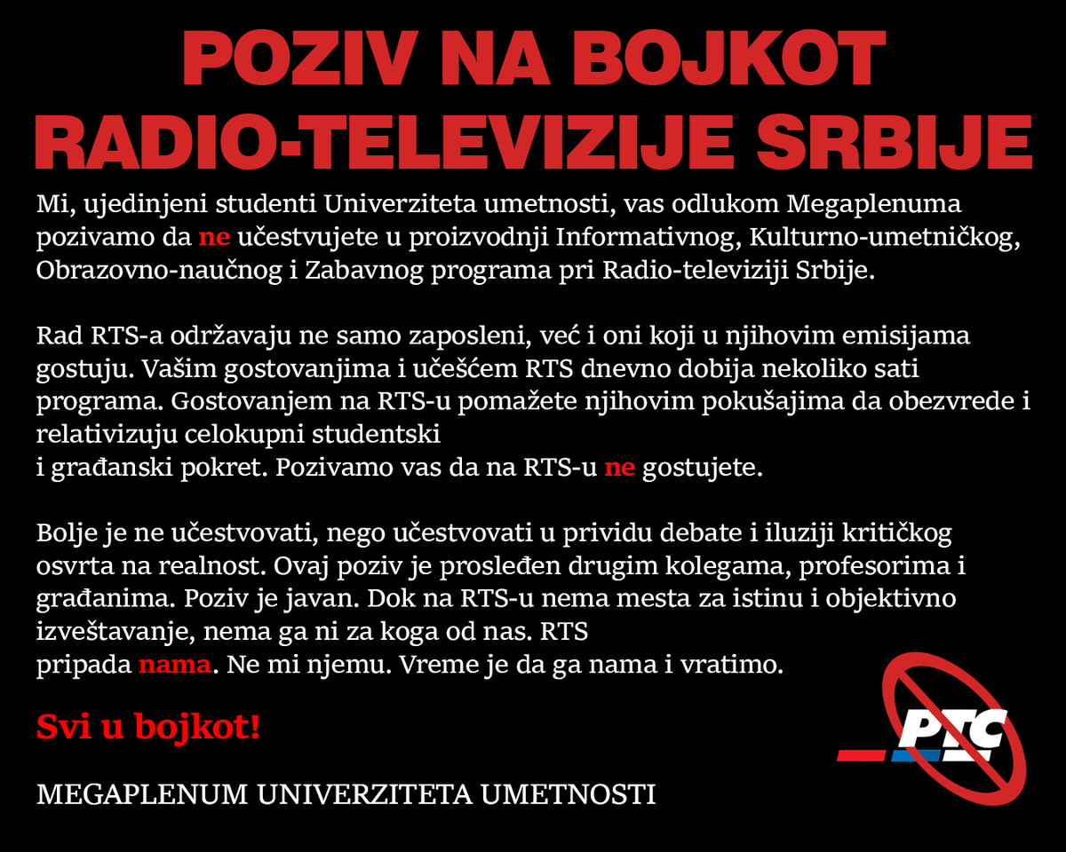 sviublokade_fdu's tweet photo. SVI U BOJKOT! https://t.co/or0vaP9ZKV
