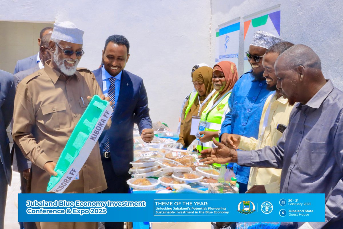 Ministry Of Fisheries & Blue Economy Jubaland (@mofbejl) on Twitter photo H.E. Ahmed Mohamed Islam, President of #Jubaland, hs officially inaugurated the Jubaland Blue Economy Conference & Expo 2025 in Kismayo! He called on investors to capitalize on opportunities in fisheries, maritime trade, & to drive economic growth and job creation.
<a href="/FAOSomalia/">FAO in Somalia</a> H.E. Ahmed Mohamed Islam, President of #Jubaland, hs officially inaugurated the Jubaland Blue Economy Conference & Expo 2025 in Kismayo! He called on investors to capitalize on opportunities in fisheries, maritime trade, & to drive economic growth and job creation.
<a href="/FAOSomalia/">FAO in Somalia</a>