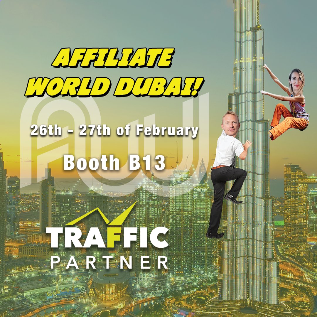 🚀 TrafficPartner is coming to Dubai! 🇦🇪

Meet Moritz &amp; Stasy at Affiliate World Dubai on Feb 26-27! 🎉

📍 Booth B13 – Let’s talk affiliate marketing, traffic &amp; partnerships!

See you there! 🔥

#AWDubai #TrafficPartner #AffiliateMarketing #Networking