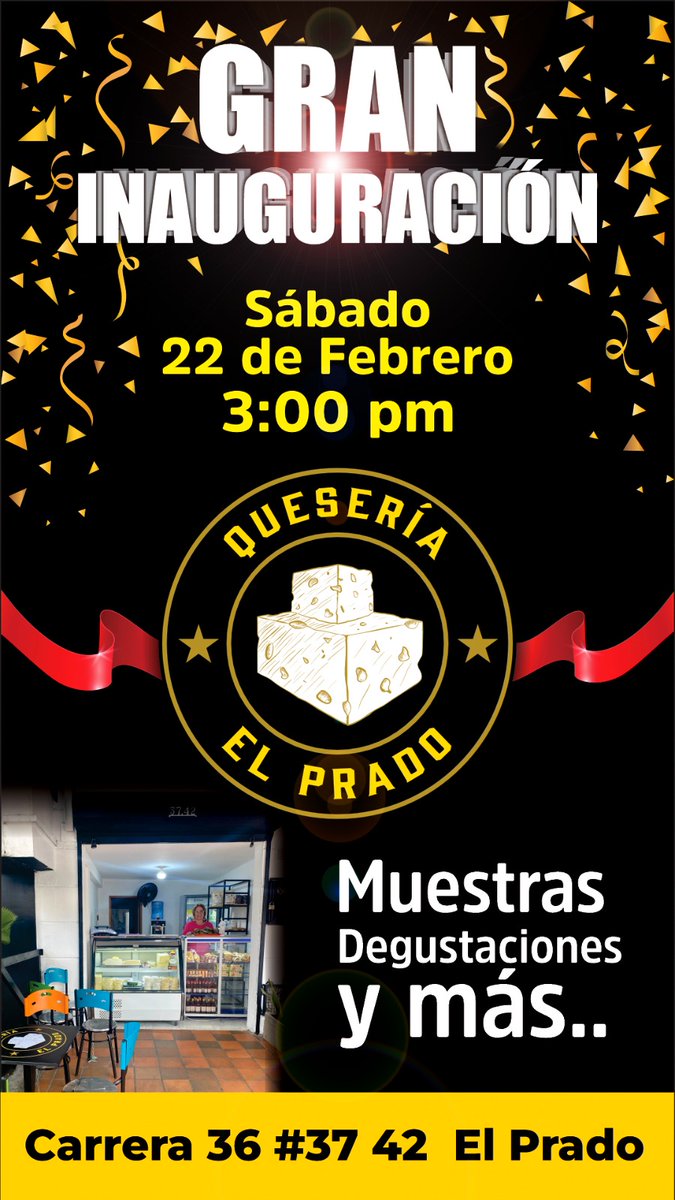 LFelipeGr's tweet photo. Señores y señoras les comparto que inicié un negocio de venta de quesos 🧀  y derivados lácteos 🍶 este sábado en la tarde gran inauguración, degustaciones y más, si es hincha del AB tinto gratis 💛💚  barrio el prado carrera 36 con calle 37 42 https://t.co/y51LnxhksE