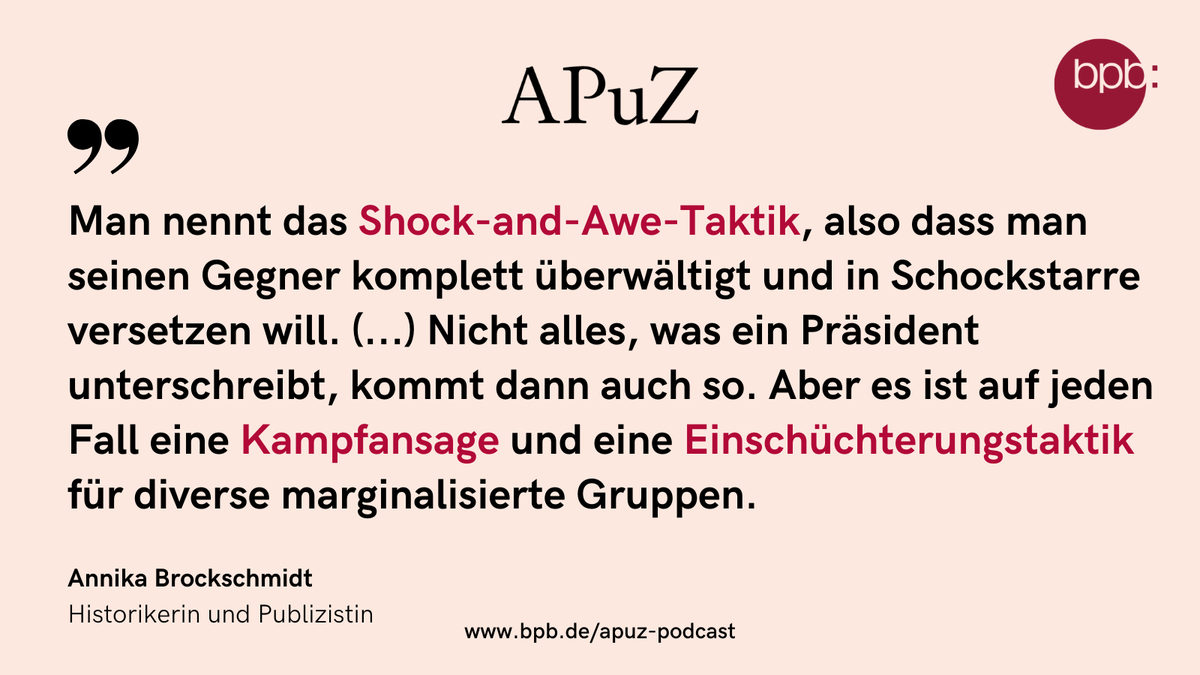 Wie verändert #Trump die US-amerikanische Demokratie? Wer profitiert davon, und für wen wird  es gefährlich? Antworten von Annika Brockschmidt und Jörg Hebenstreit  im APuZ #Podcast: bpb.de/559612